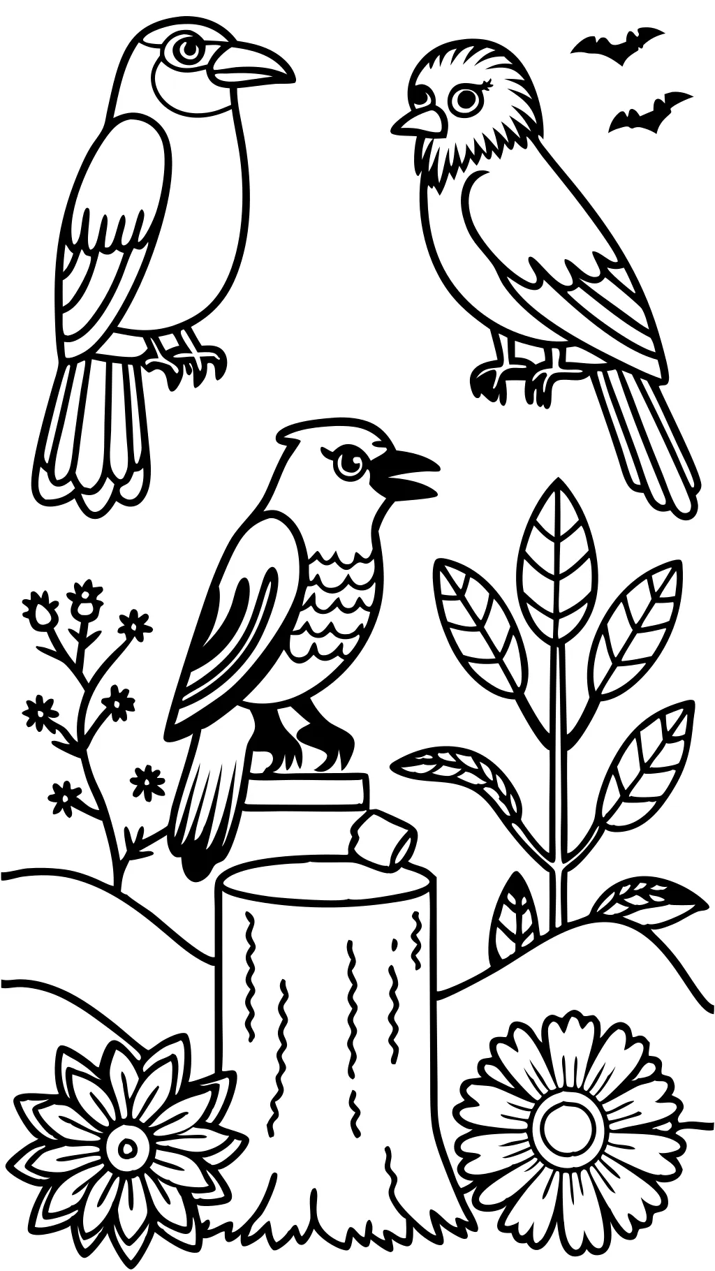 pages à colorier imprimables d’oiseaux